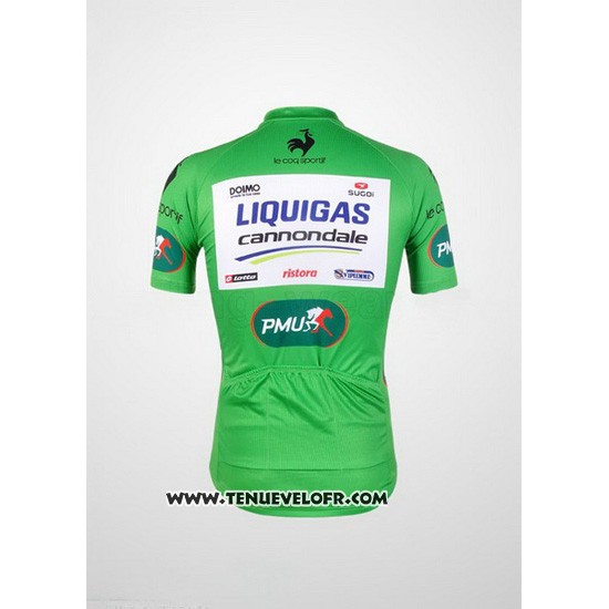 2012 Maillot Ciclismo Liquigas Cannondale Blanc et Vert Manches Courtes et Cuissard